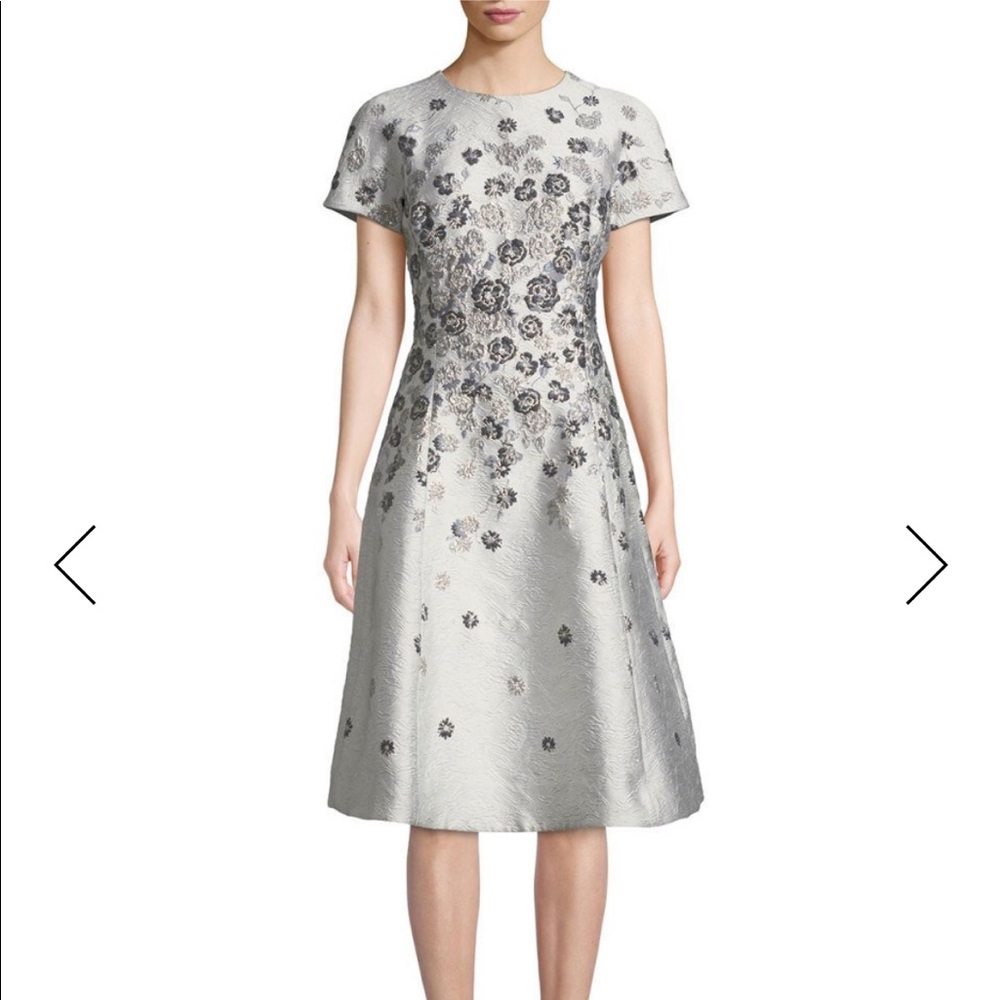 Freeman Teri Jon 3D Floral Jacquard A-Line Dress